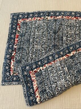 Set of 2 L.L. Bean Standard Blue White Quilt Shams 100% cotton India - like new